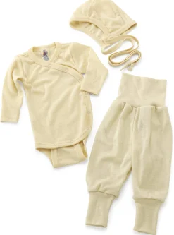 Babykleidung|Kinderbekleidung * Engel Baby-Wickelbody Merinowolle-Seide Natur
