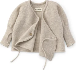 Babykleidung|Kinderbekleidung * Halfen-Strickerei Baby-Wickeljacke Merinowolle Beige