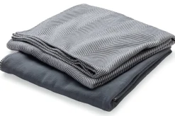 Decken * Framsohn Baumwolldecke blaugrau-weiß