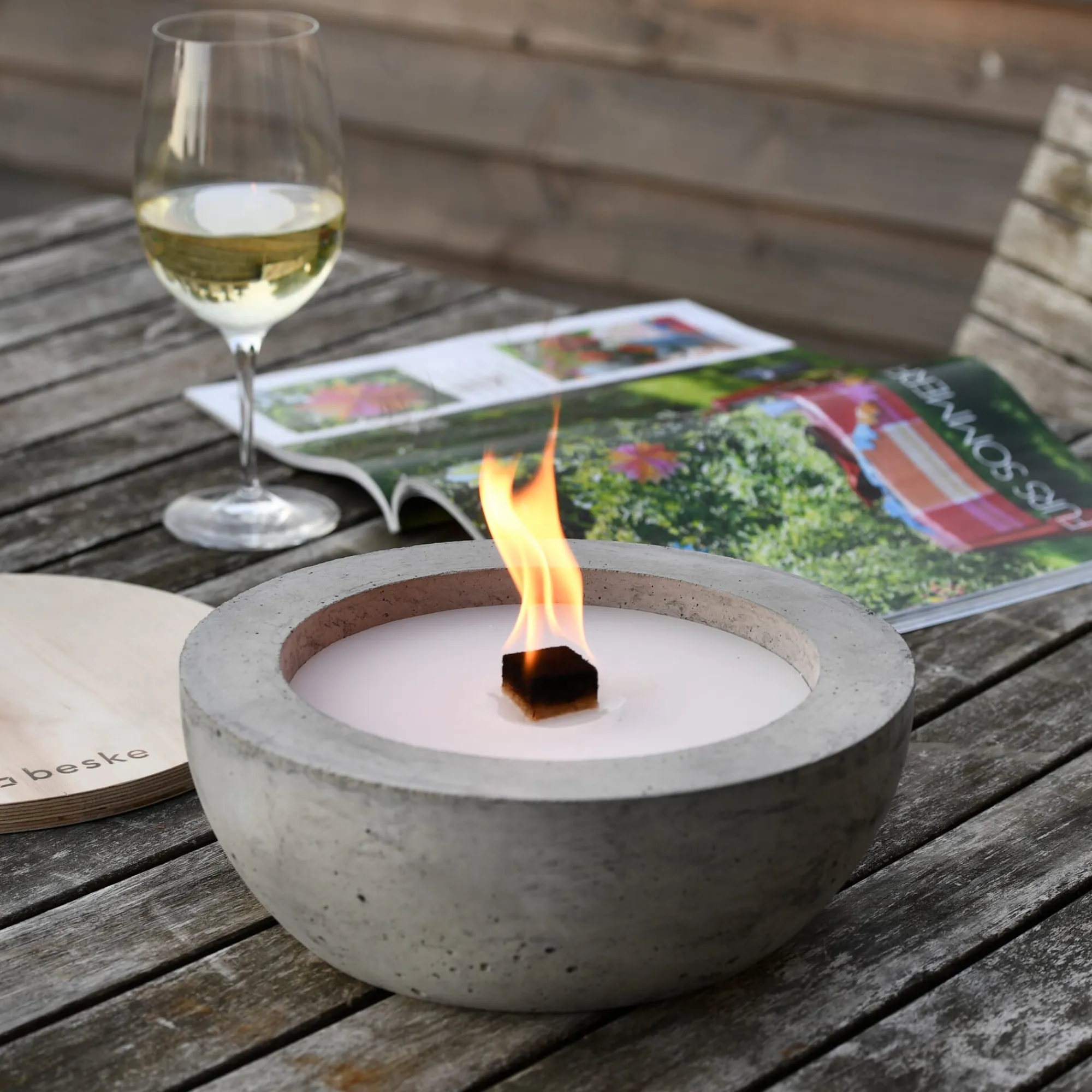 Gartenfackeln|Gartenbeleuchtung * Beske-Manufaktur Betonfeuer Schale