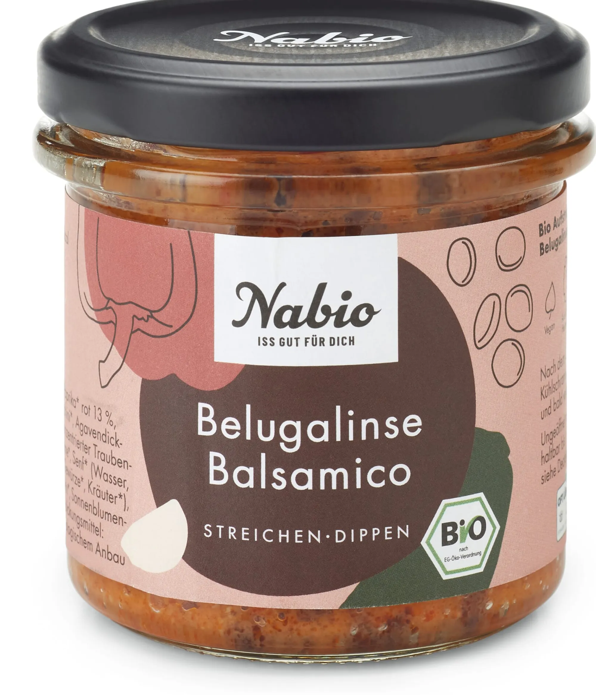 Herzhafte Brotaufstriche * NABA Feinkost Bio-Aufstrich Belugalinse Balsamico