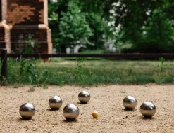 Bewegungsspiele * Boules Matz Bouletasche Leder für 3 Kugeln