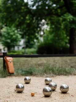 Bewegungsspiele * Boules Matz Bouletasche Leder für 3 Kugeln
