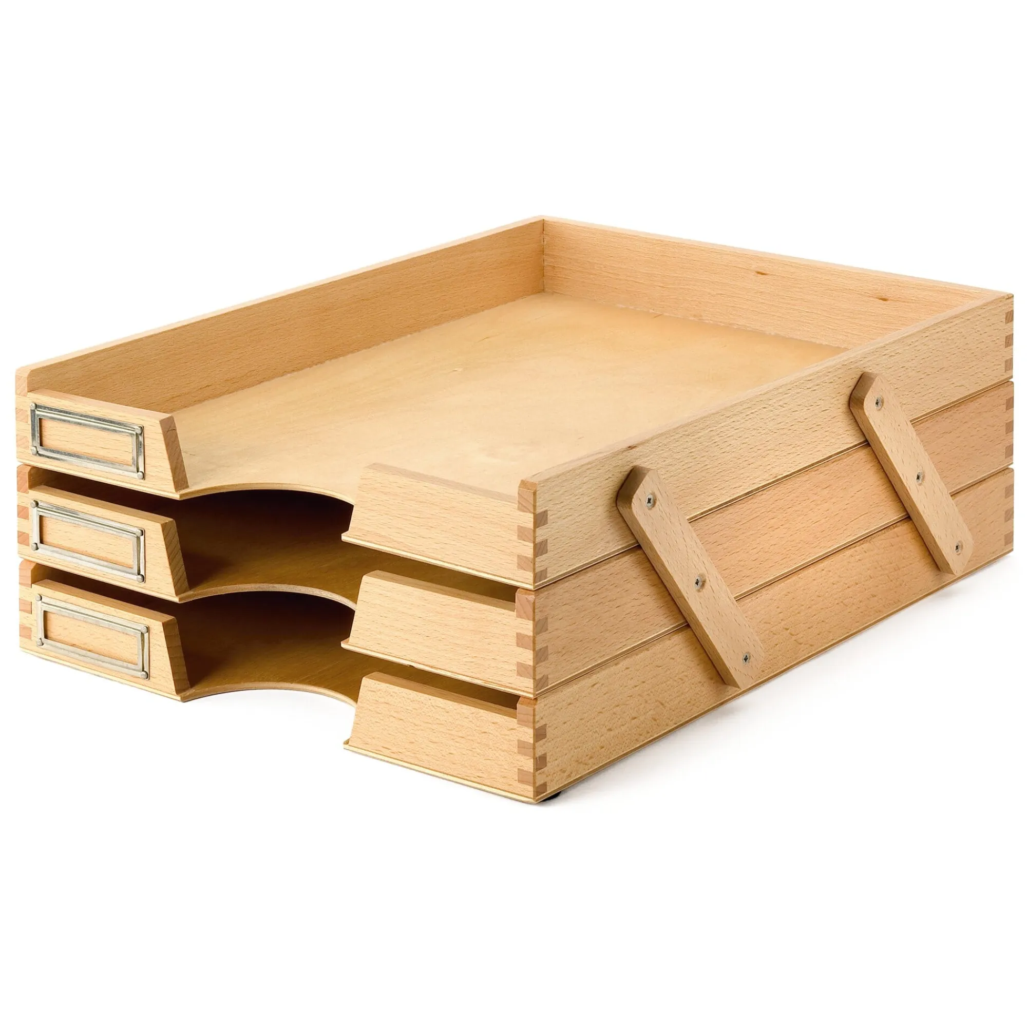 Archivboxen * Manufactum Briefkorb Buchenholz dreifach