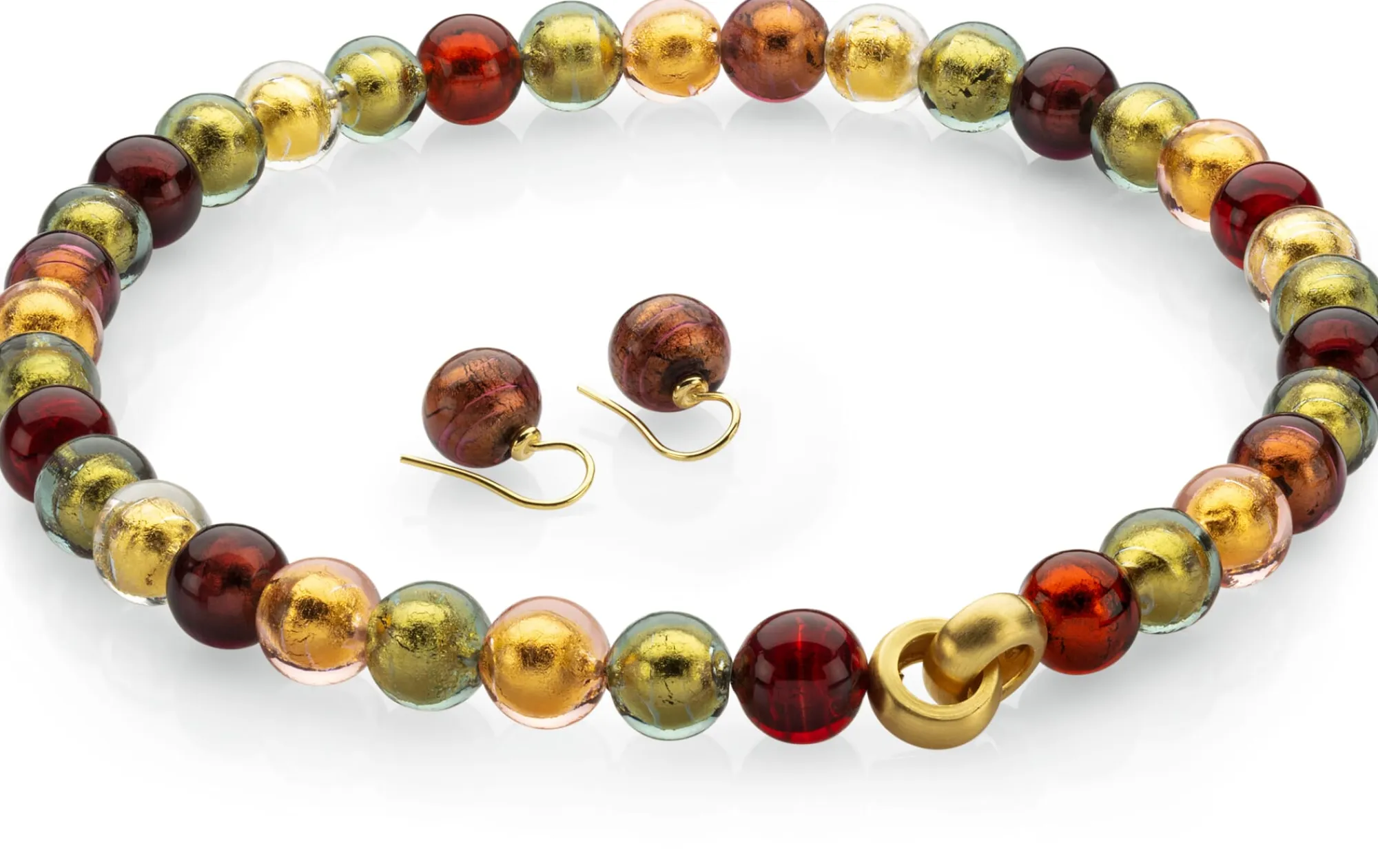 Schmuck * Ménard Collier Muranoglas, Bordeaux-Grün-Gold