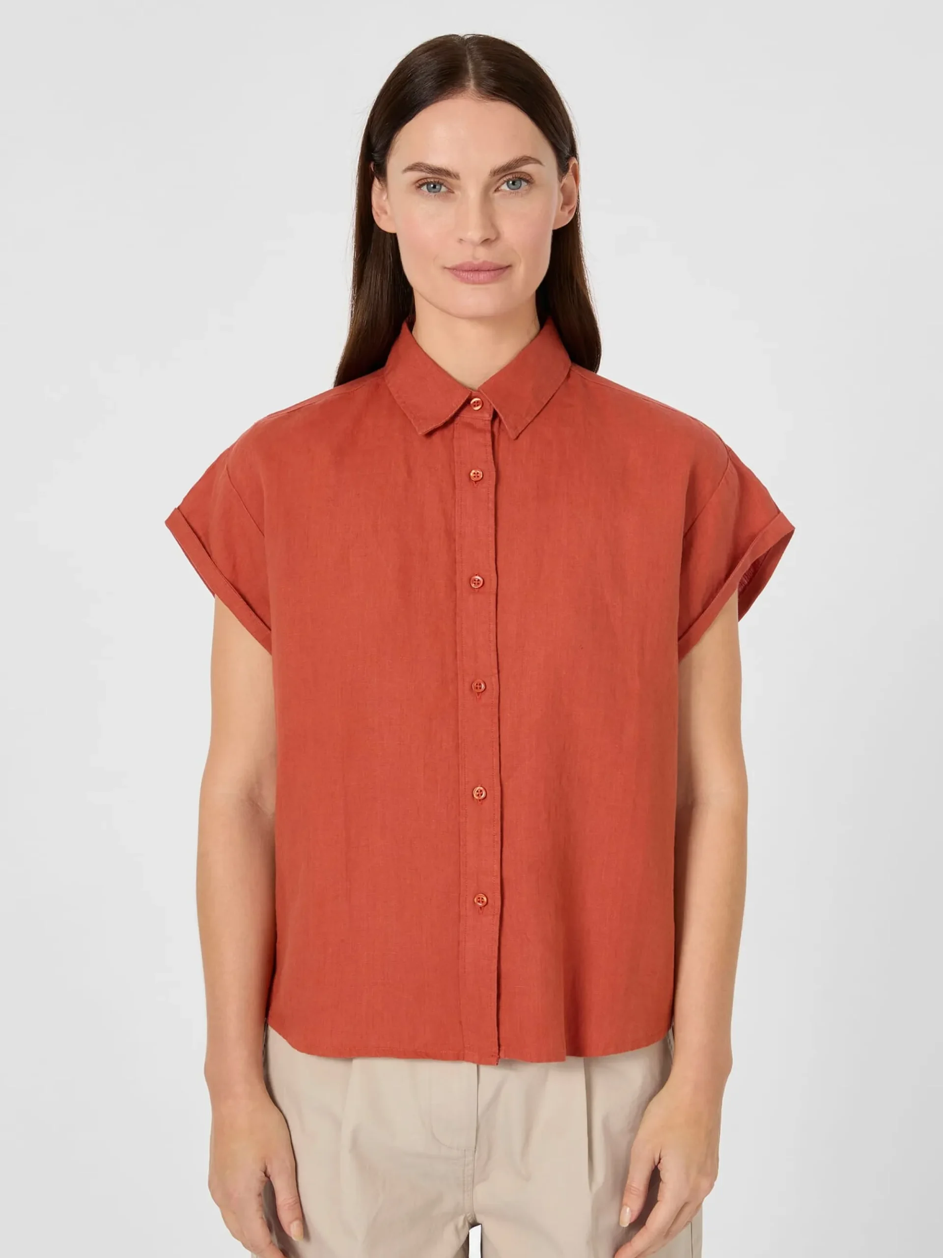 Blusen * Knowledge Cotton Apparel Daenbue Kurzar Rostrot