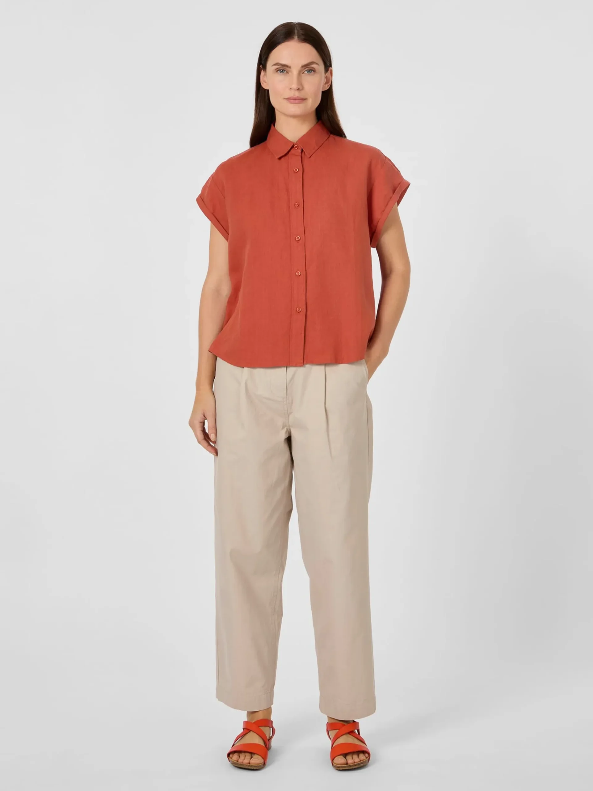 Blusen * Knowledge Cotton Apparel Daenbue Kurzar Rostrot