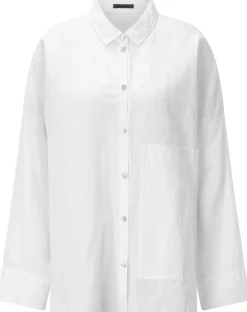 Blusen * Oska Damenbluse mit aufgesetzter Tasche Weiß