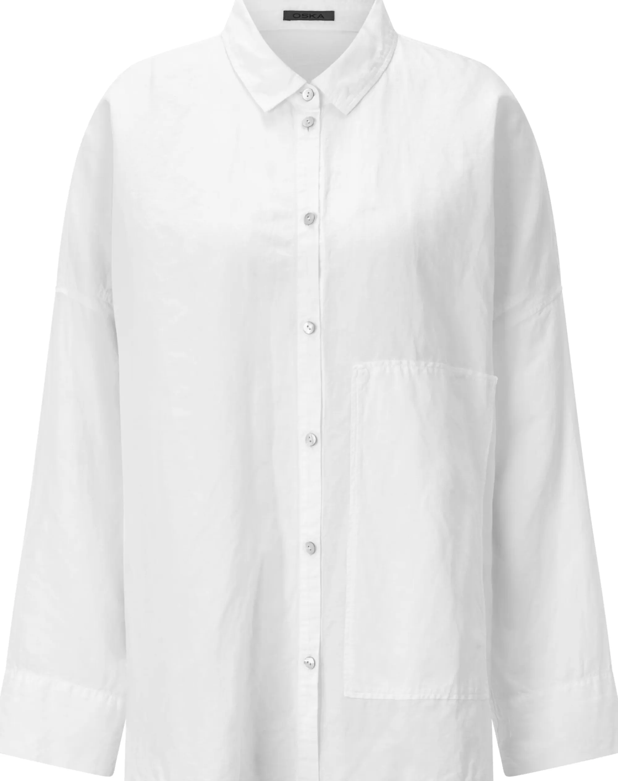 Blusen * Oska Damenbluse mit aufgesetzter Tasche Weiß