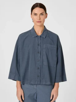 Blusen * Oska Damenbluse mit Brusttasche Blau