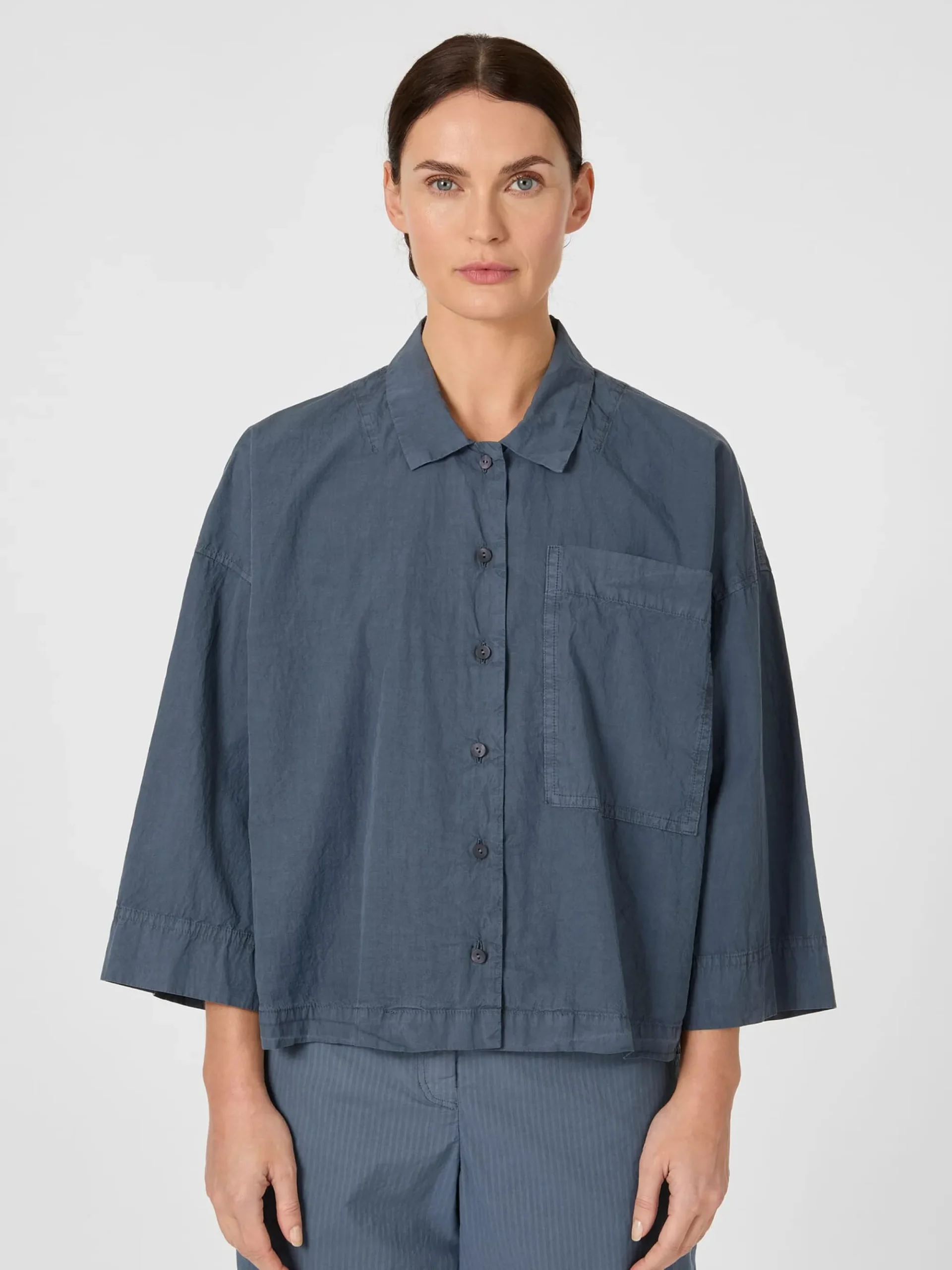 Blusen * Oska Damenbluse mit Brusttasche Blau
