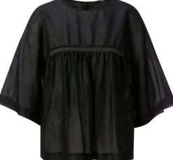 Blusen * LANIUS Damenbluse mit Kräuseln Schwarz
