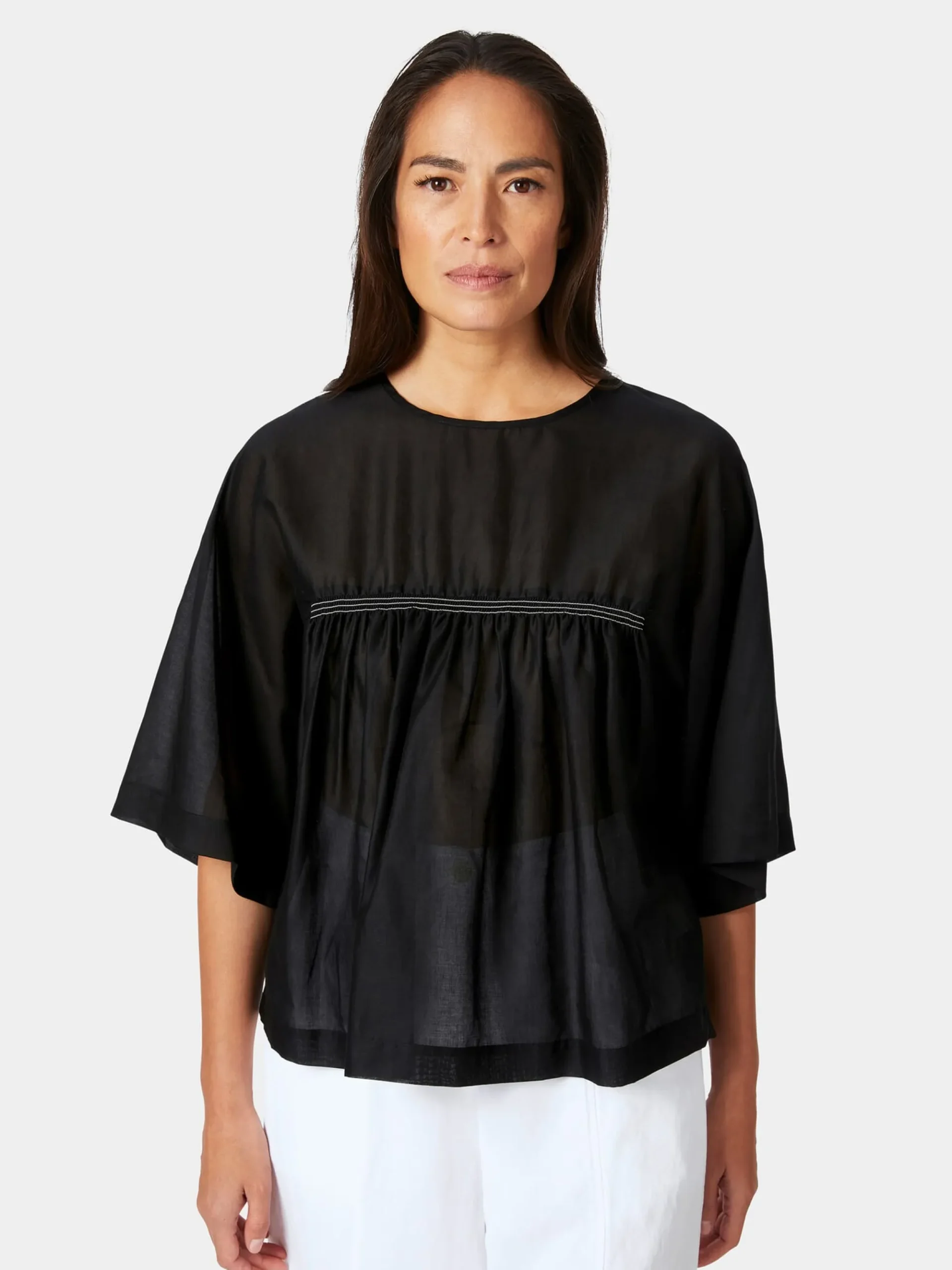 Blusen * LANIUS Damenbluse mit Kräuseln Schwarz