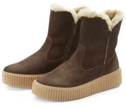 Stiefel * Werner Schuhe Damenboot mit Lammfell Braun