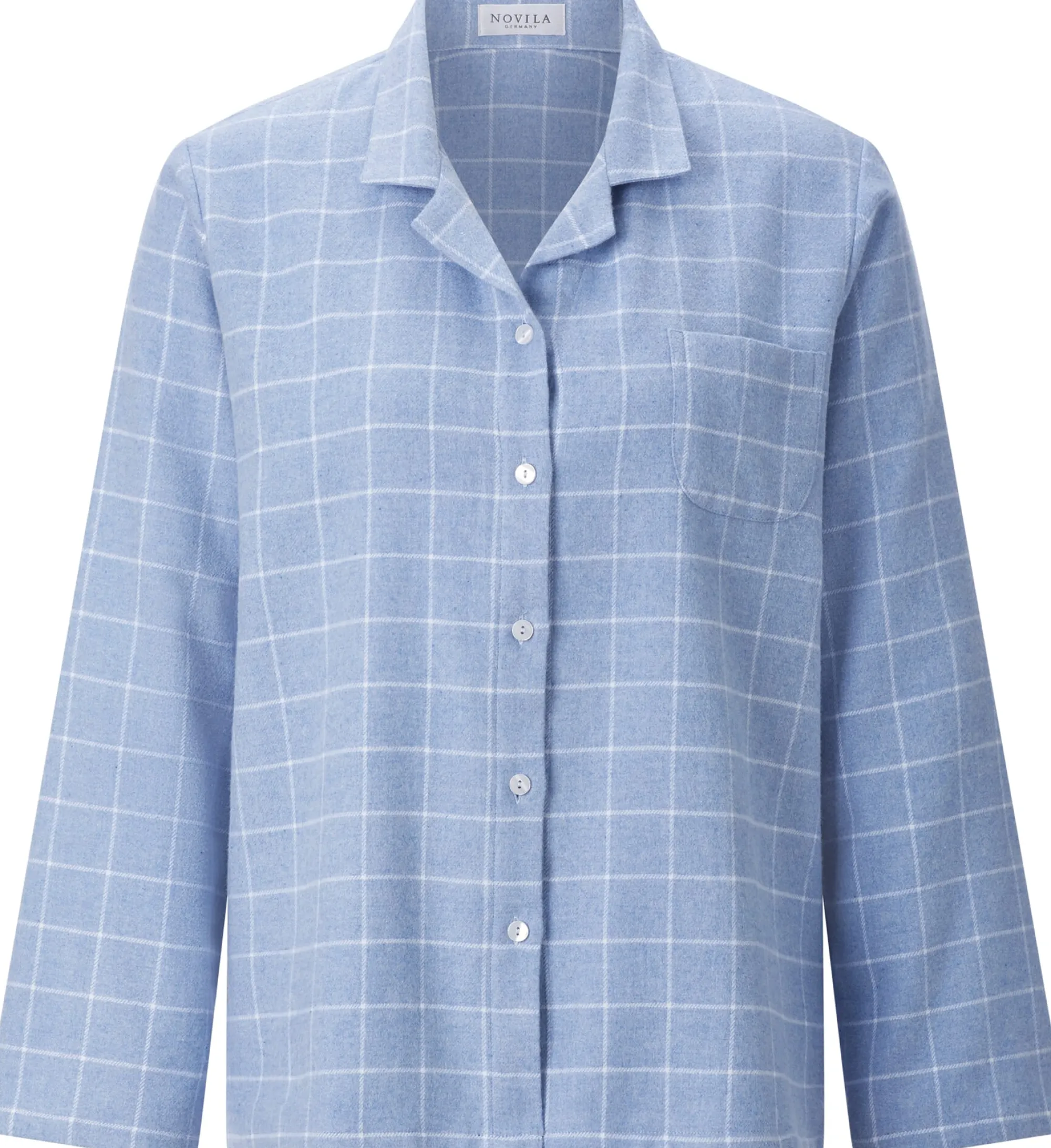 Wäsche * Novila Damen-Flanellpyjama kariert Hellblau
