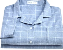 Wäsche * Novila Damen-Flanellpyjama kariert Hellblau
