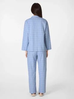 Wäsche * Novila Damen-Flanellpyjama kariert Hellblau