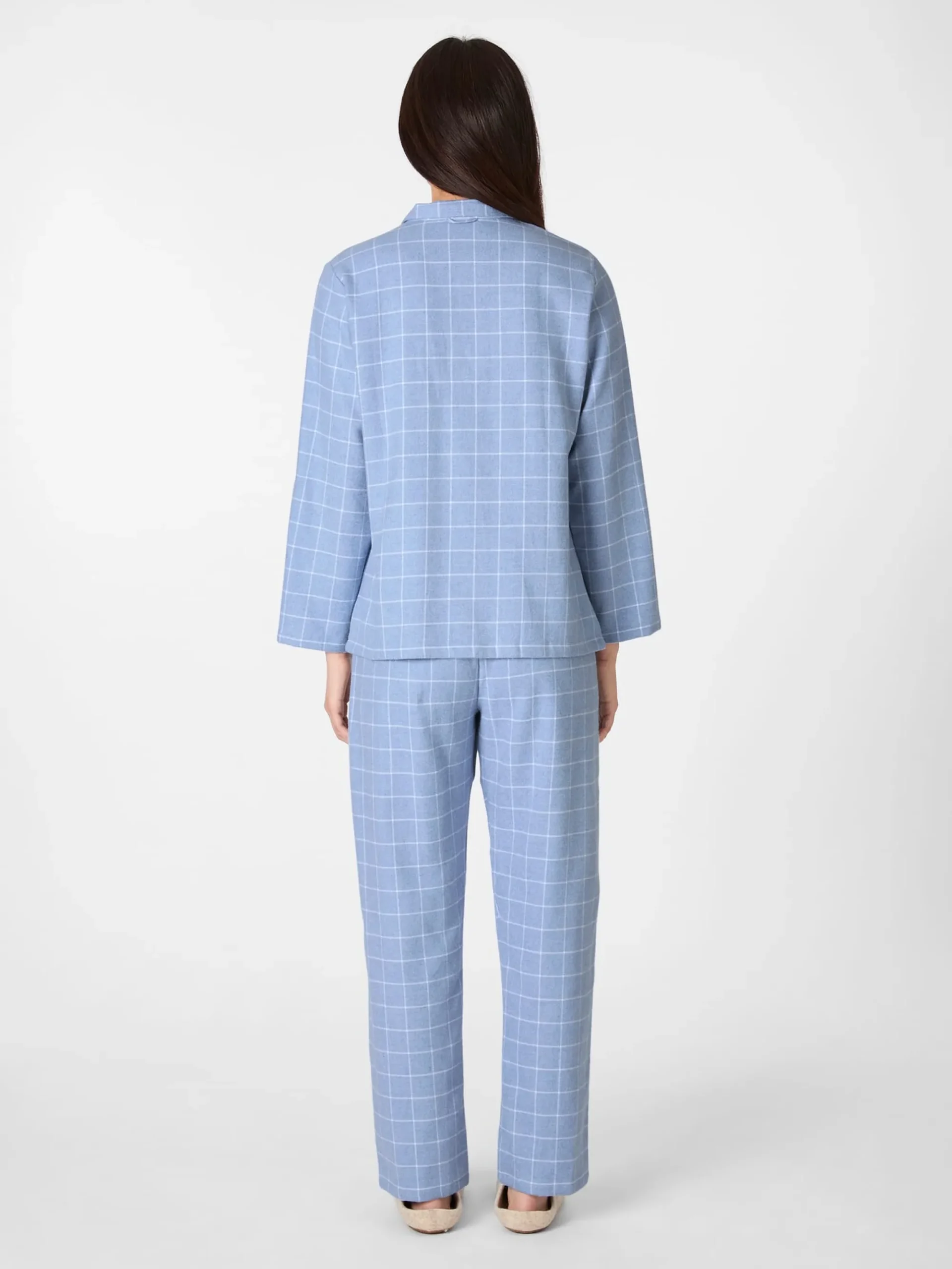 Wäsche * Novila Damen-Flanellpyjama kariert Hellblau