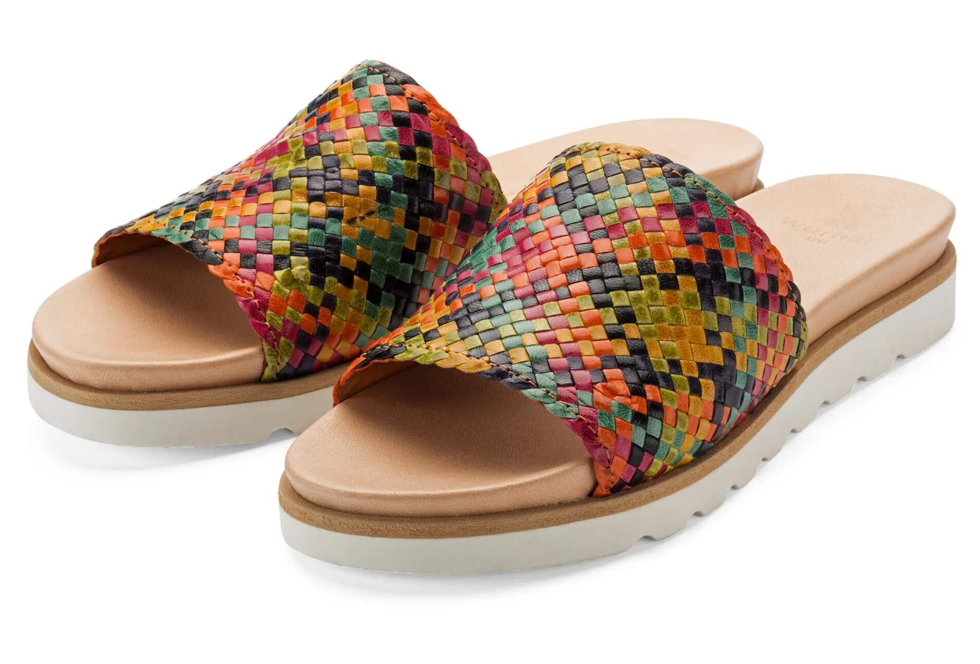 Sandalen|Freizeitschuhe * Werner Schuhe Damen-Flechtpantolette Multicolor