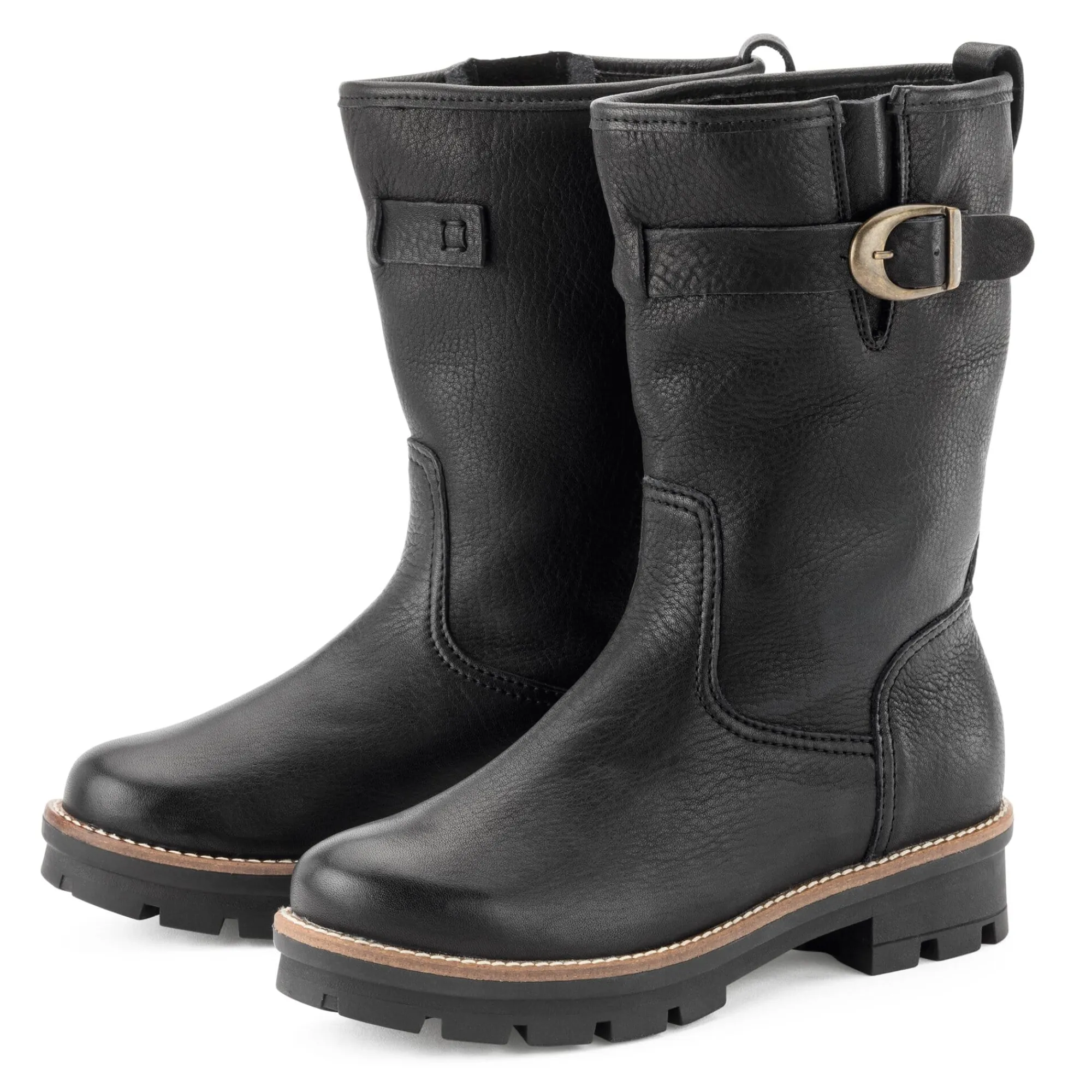 Stiefel * Werner Schuhe Damenhalbstiefel Rindleder gefüttert Schwarz