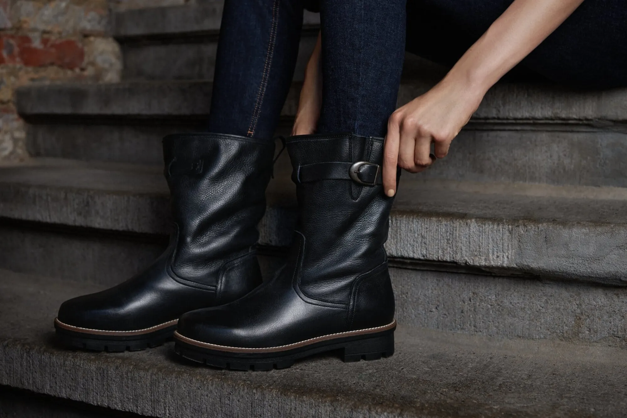 Stiefel * Werner Schuhe Damenhalbstiefel Rindleder gefüttert Schwarz