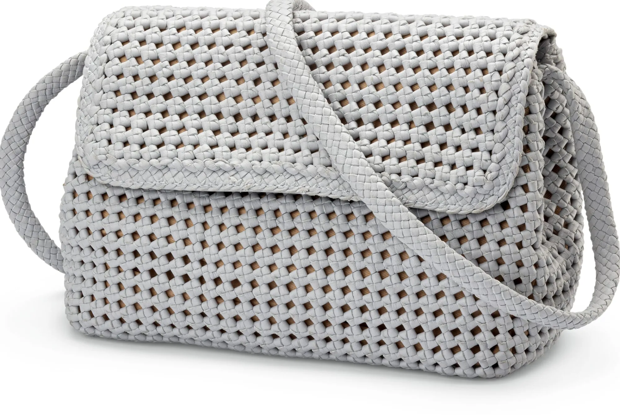 Umhänge- & Handtaschen * Allan K Damen-Handtasche geknüpft, hellgrau