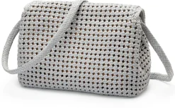 Umhänge- & Handtaschen * Allan K Damen-Handtasche geknüpft, hellgrau