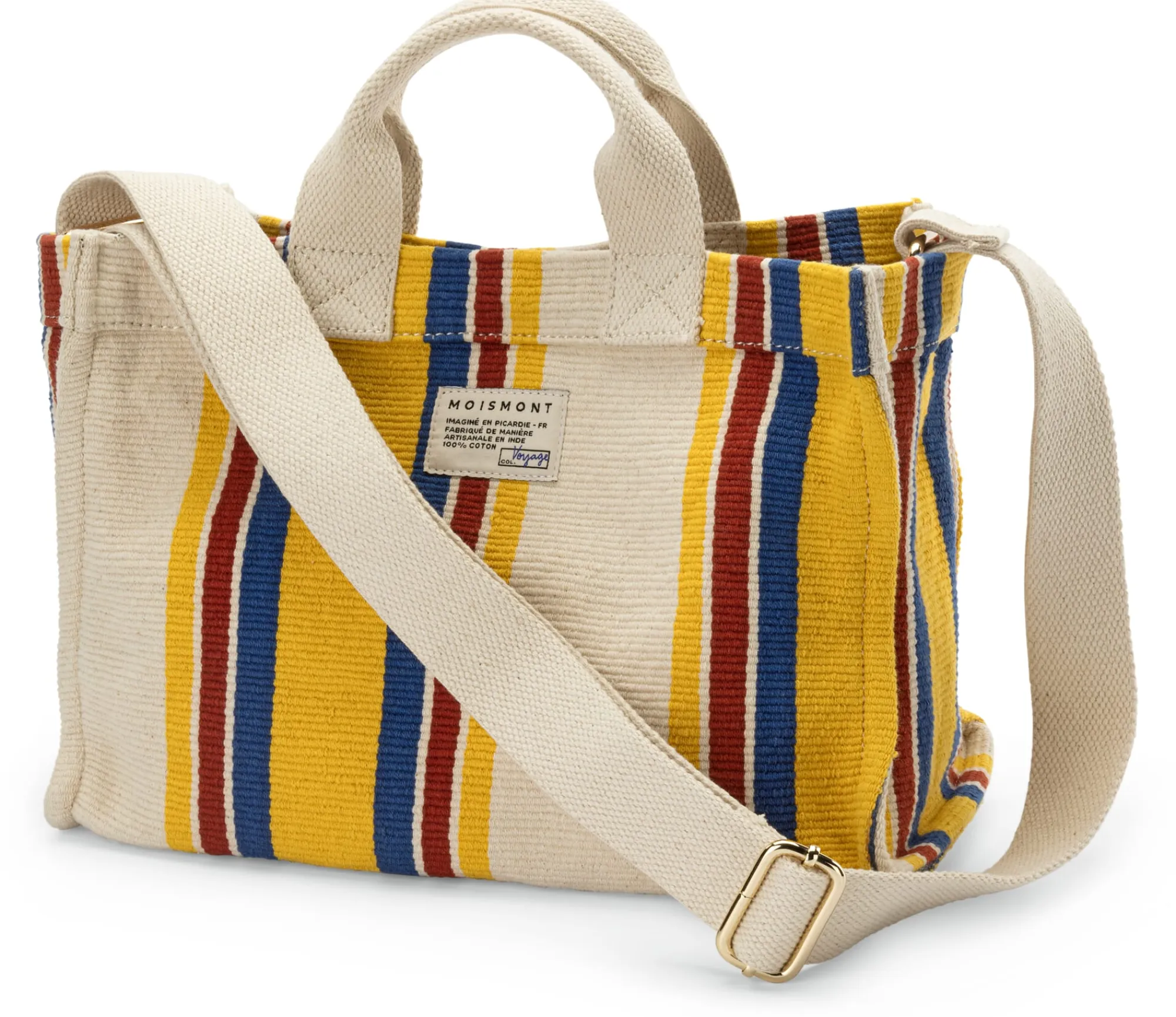 Umhänge- & Handtaschen * Moismont Damen-Handtasche N° 45 gestreift, natur-gelb