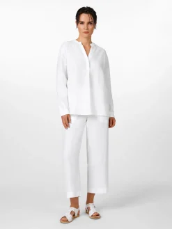 Blusen * LANIUS Damen-Hemdbluse Leinen Weiß
