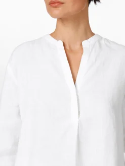 Blusen * LANIUS Damen-Hemdbluse Leinen Weiß