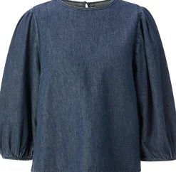 Blusen * Mud Jeans Damen-Jeanbue 3/4-Arm Mittelblau