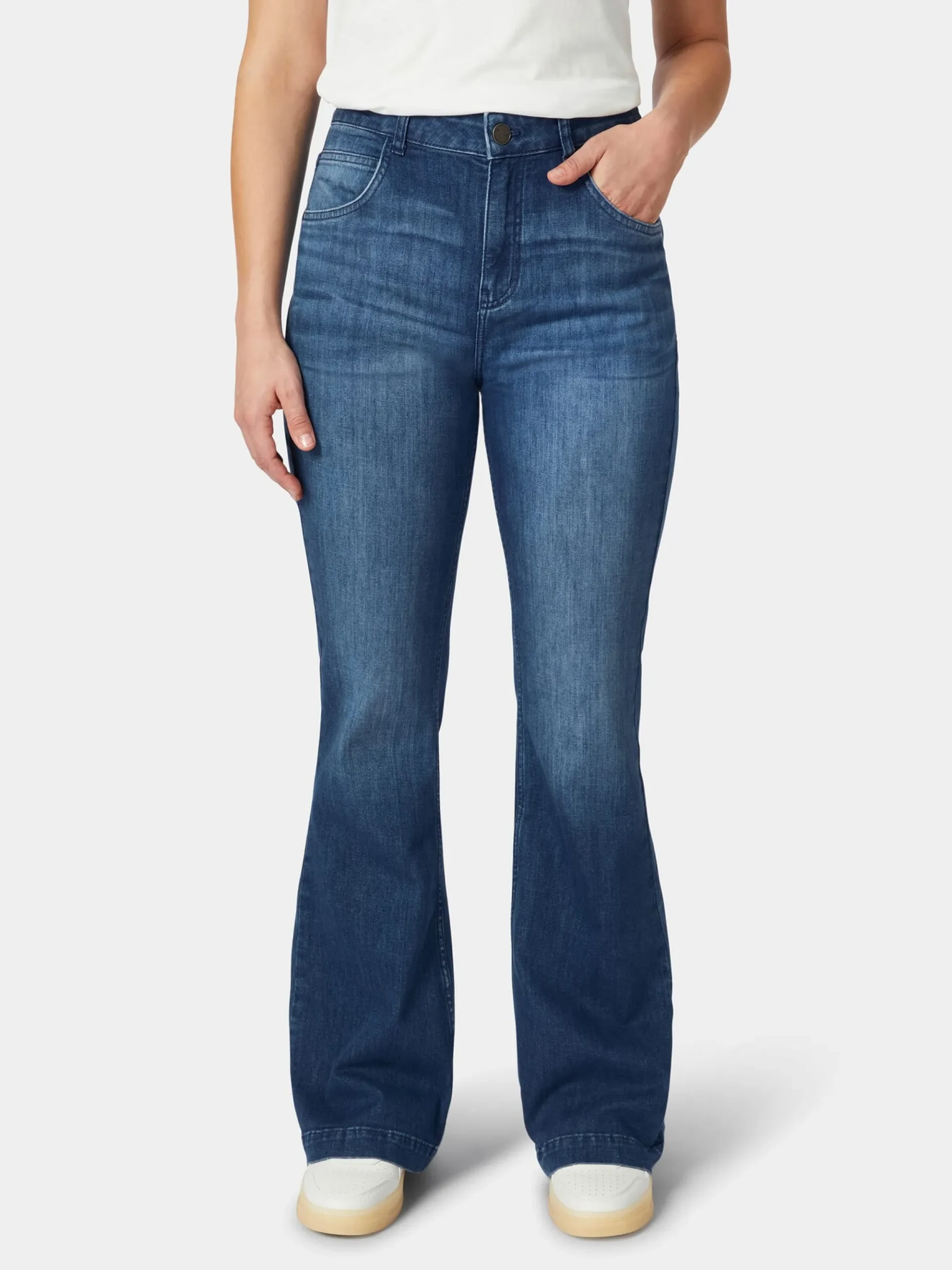 Hosen|Jeans * LANIUS Damenjeans Flared Mittelblau