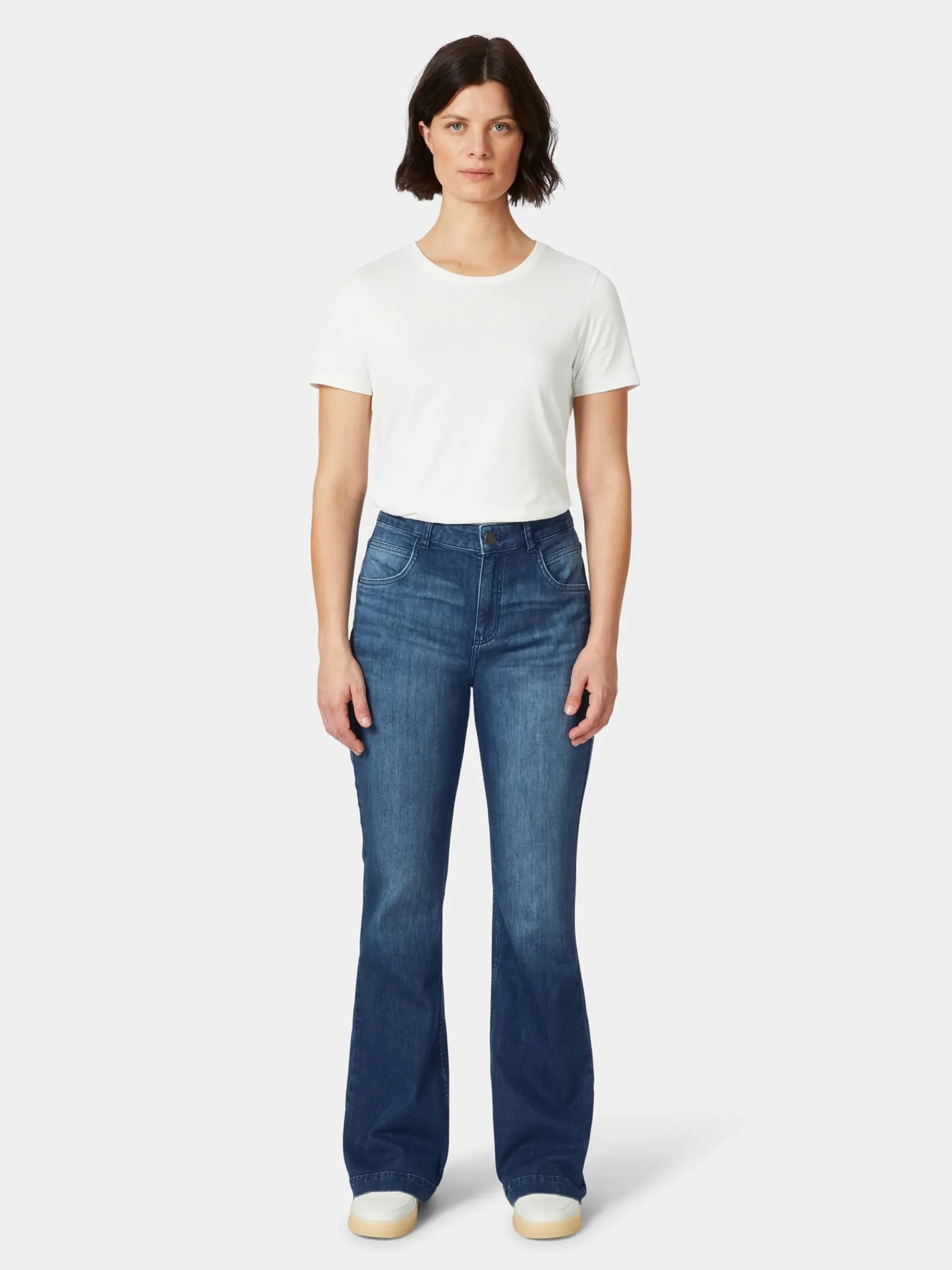 Hosen|Jeans * LANIUS Damenjeans Flared Mittelblau