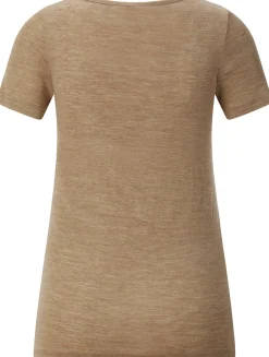 Shirts & Tops * Comazo Damen-Kurzarmshirt Wolle-Seide Camel
