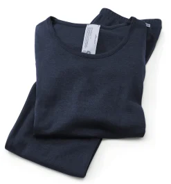 Wäsche|Shirts & Tops * Comazo Damen-Langarmshirt Wolle-Seide Dunkelblau
