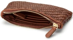 Umhänge- & Handtaschen * Allan K Damen-Lederclutch geflochten Braun