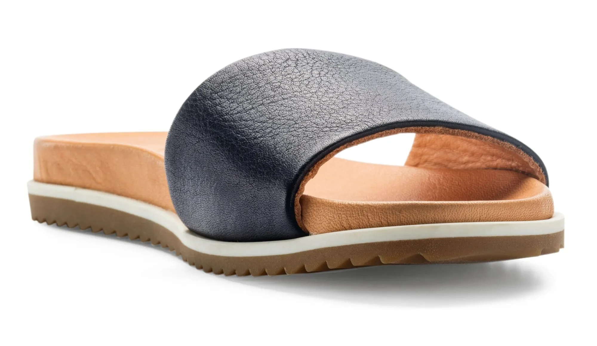 Sandalen|Freizeitschuhe * Werner Schuhe Damen-Lederpantolette Dunkelblau
