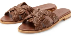 Sandalen|Freizeitschuhe * Allan K Damen-Lederpantolette geflochten Braun