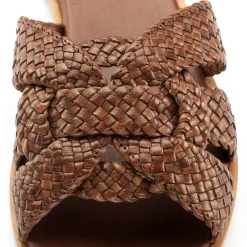 Sandalen|Freizeitschuhe * Allan K Damen-Lederpantolette geflochten Braun