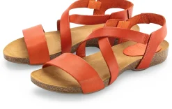 Sandalen|Freizeitschuhe * Grand Step Shoes Damen-Ledersandale Orange
