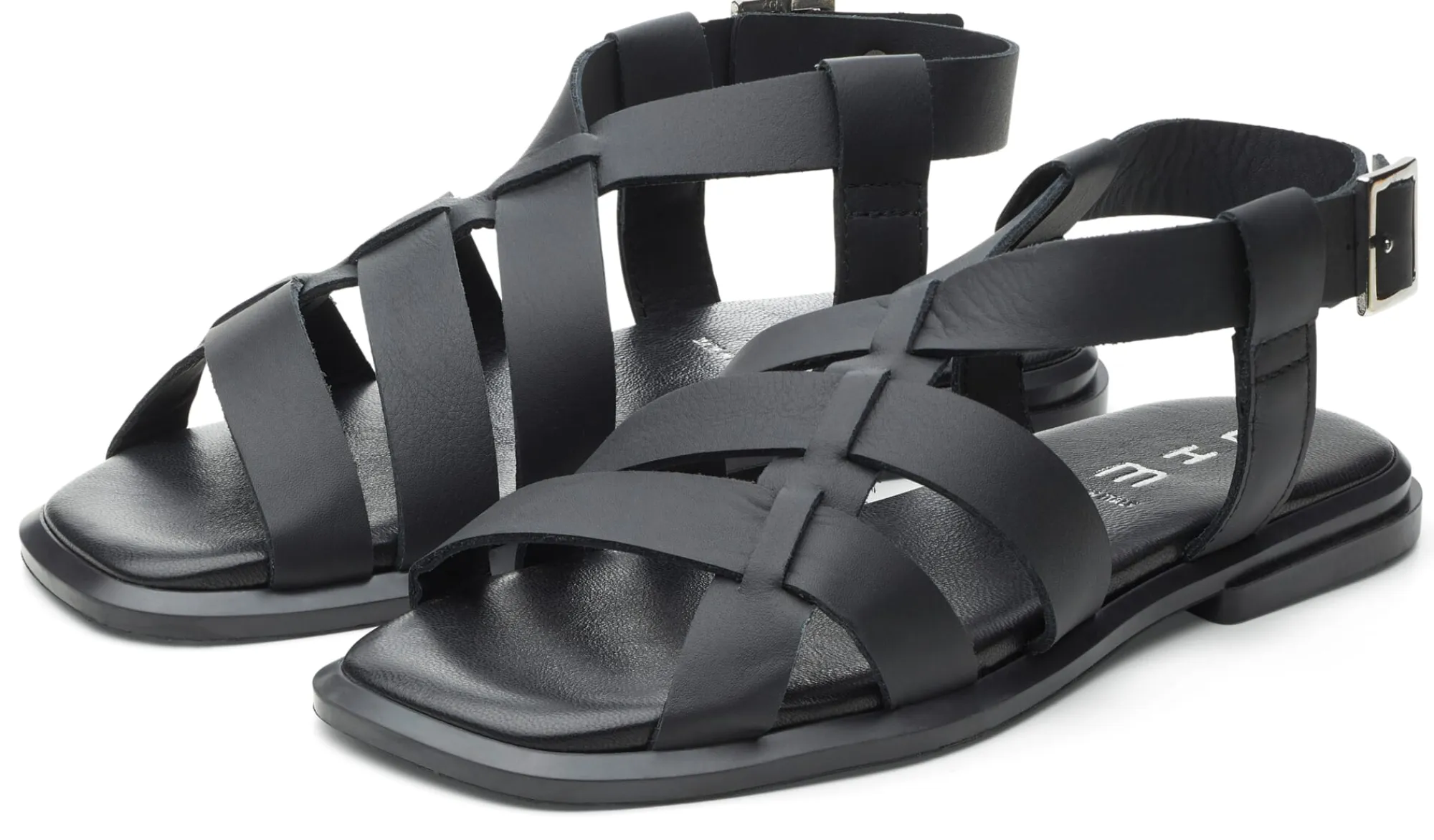 Sandalen|Freizeitschuhe * Ehm Damen-Ledersandale Schwarz