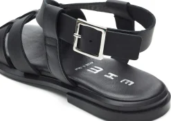 Sandalen|Freizeitschuhe * Ehm Damen-Ledersandale Schwarz