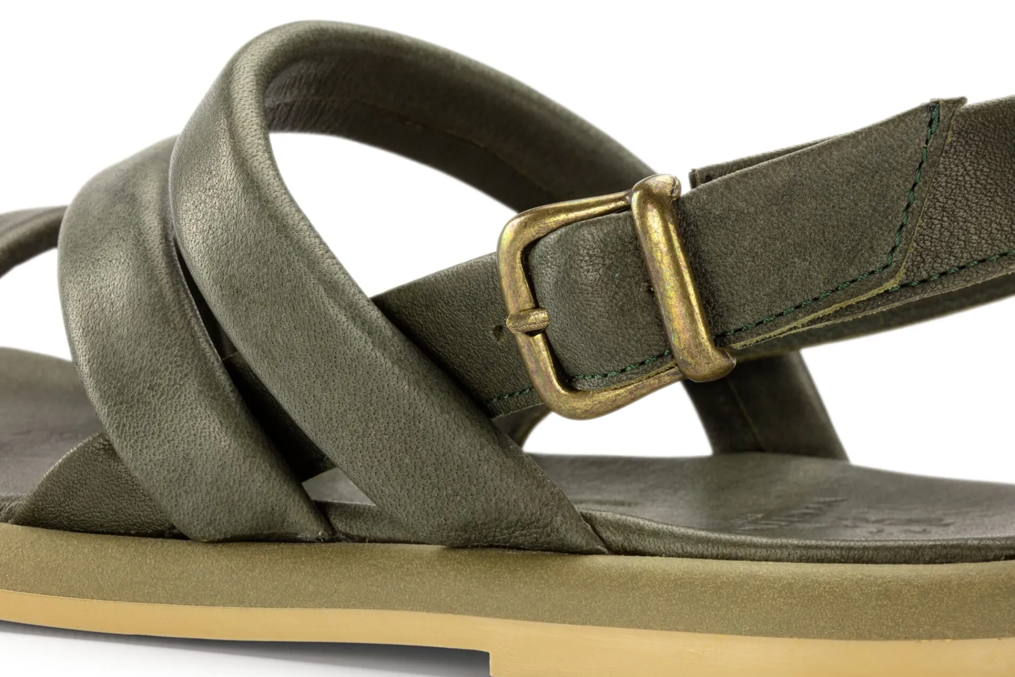Sandalen|Freizeitschuhe * Werner Schuhe Damen-Ledersandale Grün