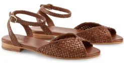 Sandalen|Freizeitschuhe * Allan K Damen-Ledersandale geflochten Braun