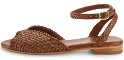 Sandalen|Freizeitschuhe * Allan K Damen-Ledersandale geflochten Braun
