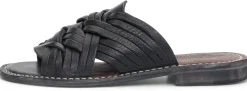 Sandalen|Freizeitschuhe * Astorflex Damen-Ledersandale geflochten Schwarz
