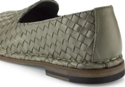 Stiefel|Klassische Damenschuhe * Punto Pigro Damen-Lederslipper geflochten Oliv