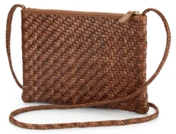 Umhänge- & Handtaschen|Handtaschen * Allan K Damen-Ledertasche geflochten Braun
