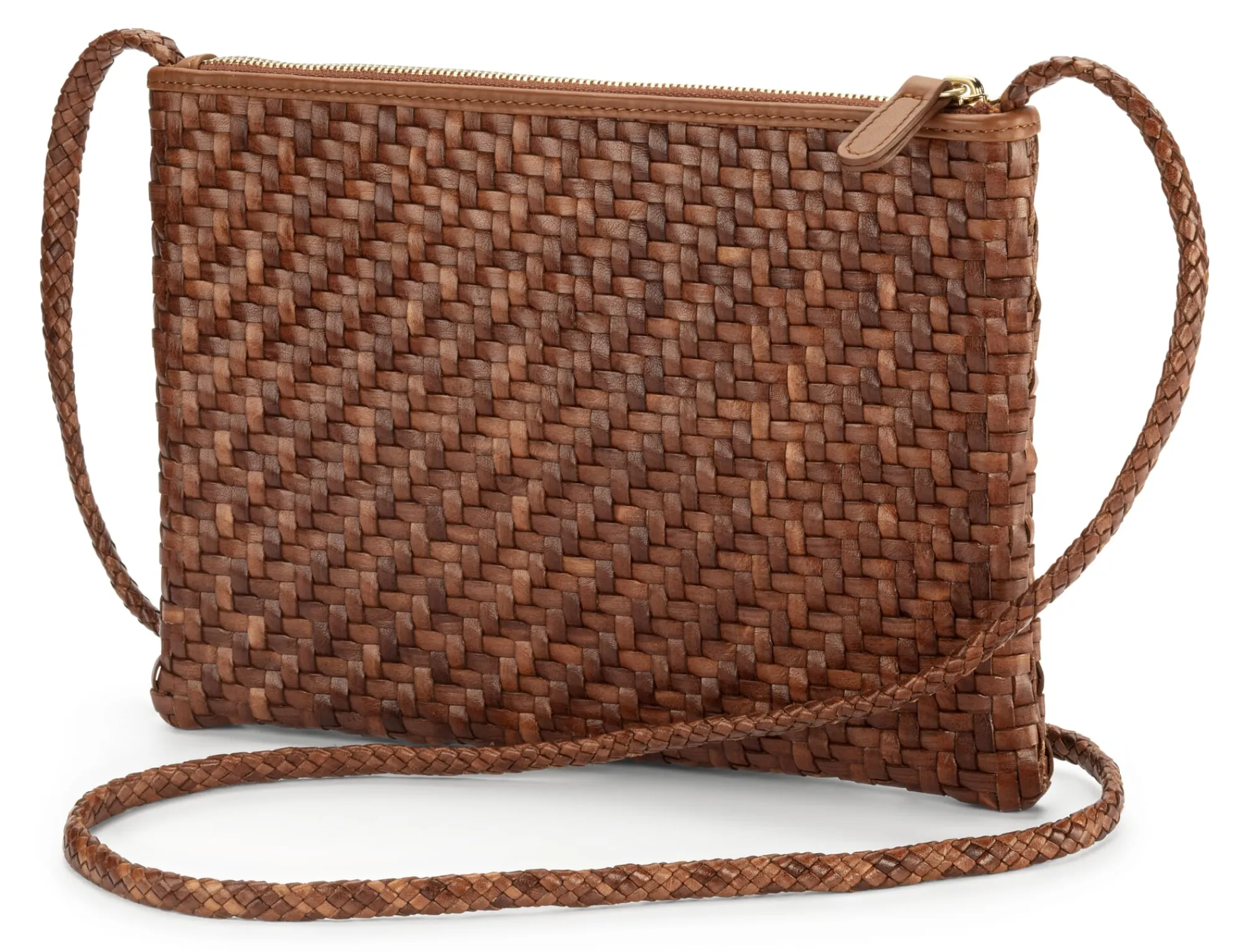 Umhänge- & Handtaschen|Handtaschen * Allan K Damen-Ledertasche geflochten Braun
