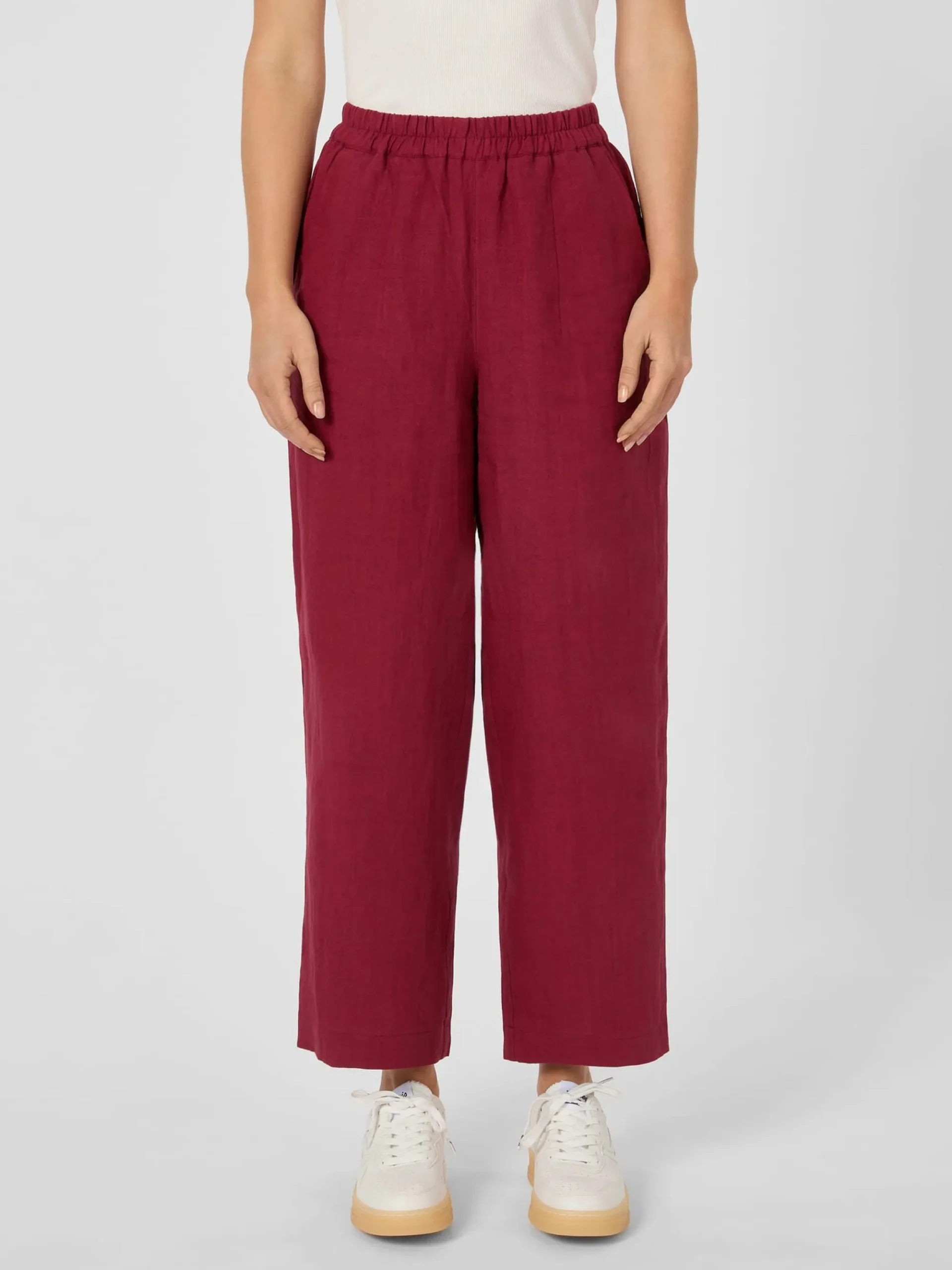 Hosen * Alma & Lovis Damen-Leinenhose Weinrot